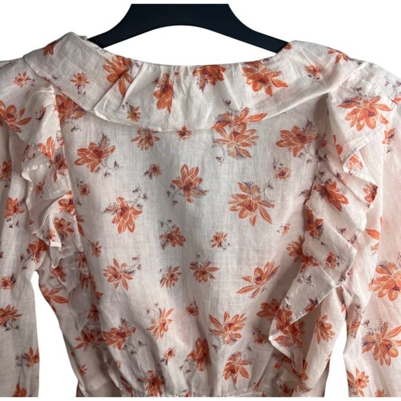Free People Amanda Ruffle Wrap Top Medium Floral Womens Long Sleeve Boho Chic - Picture 5 of 13